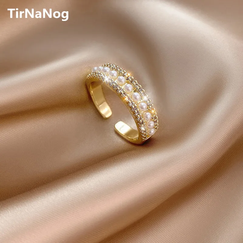 

2022 New South Korea Female Students Index Finger Ring Contracted Baroque Imitation Pearl Crystal Ring Jewelry Gifts