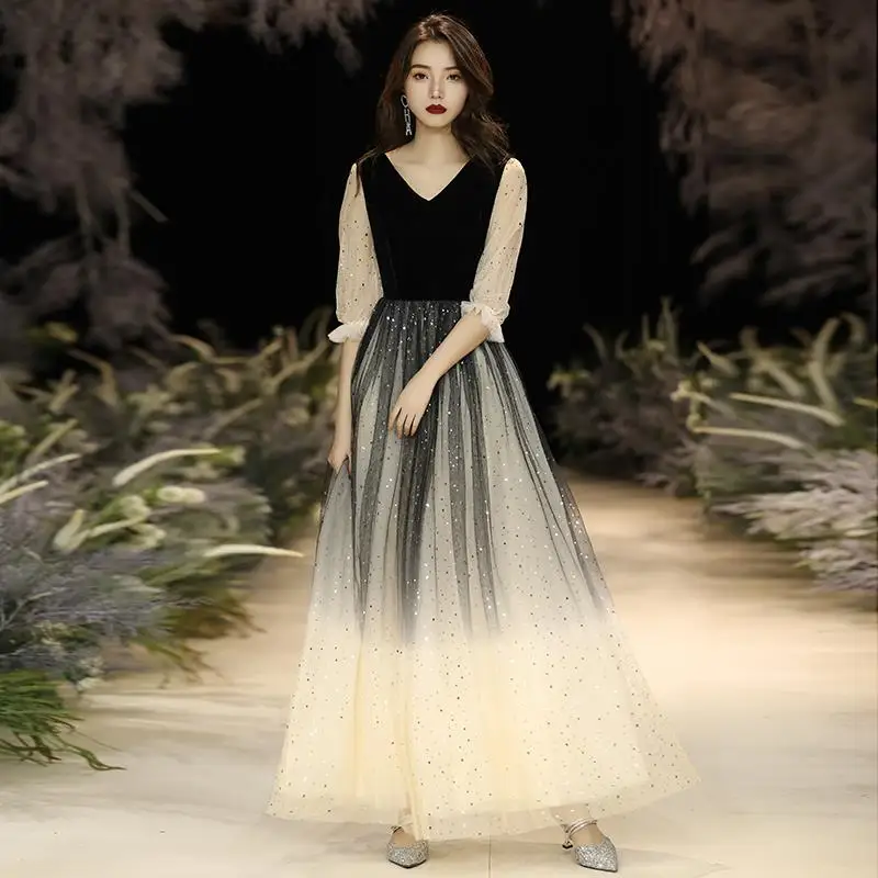 Evening Dress Women 2023 New Style Banquet Temperament Long Style Host Chorus Performance Dress
Evening Dress Women 2023 New Style Banquet Temperament Long Style Host Chorus Performance Dress