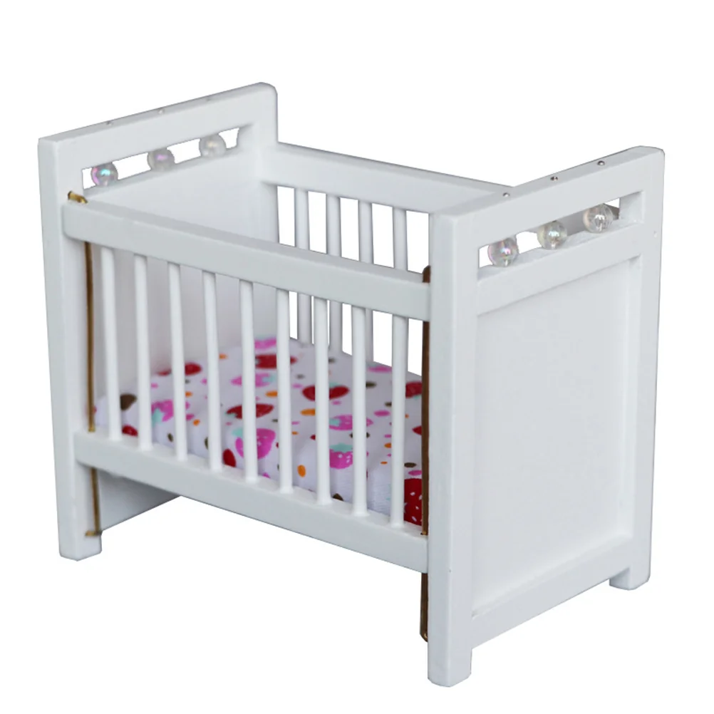 

Wobble Toys Babies Mini Baby Bed Crib Model Rocking Cradle Miniature Furniture House