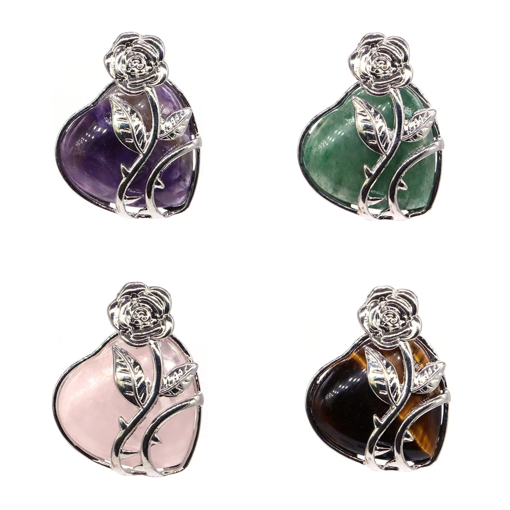 Natural Crystal Heart Shape Rose Flower Pendant Amehtysts Clear Quartz Reiki Healing Gemstone Charm Jewelry Necklace Women Gifts
Natural Crystal Heart Shape Rose Flower Pendant Amehtysts Clear Quartz Reiki Healing Gemstone Charm Jewelry Necklace Women Gifts