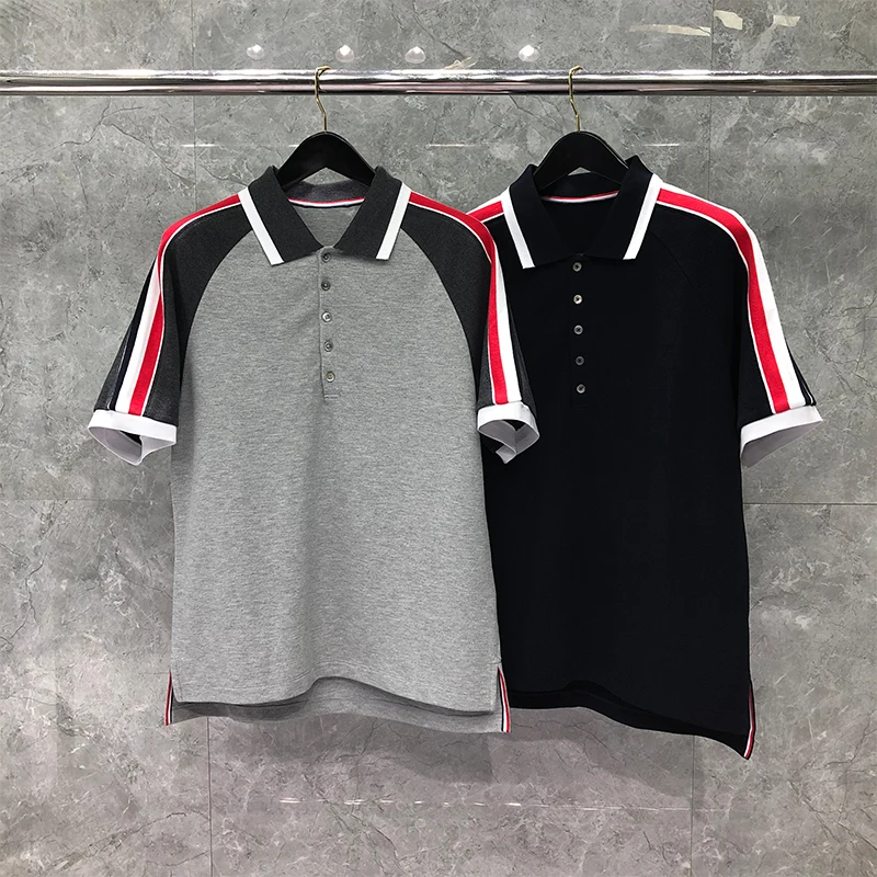 

TB TNOM Polo Shirts Fashion Brand Men Women Boutique Casual Slim Cotton Tees Summer Short Sleeve Contrast Color TB Polo Clothing