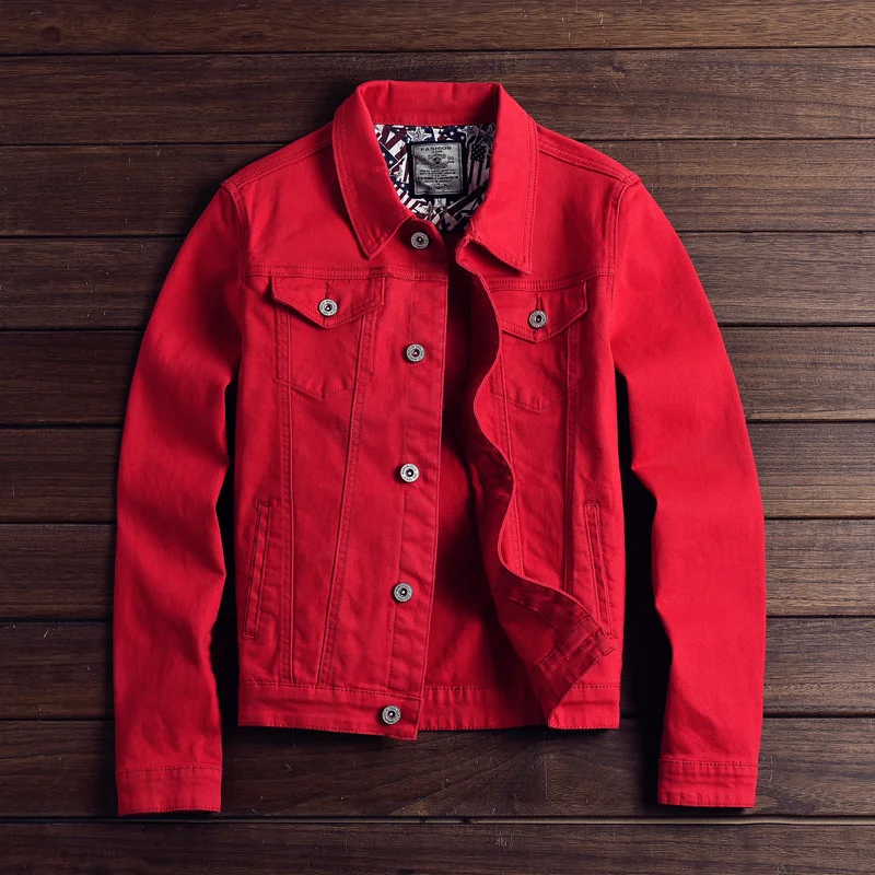 Fashion Men's Denim Jackets Slim Fit Spring Autumn Jeans Jacket Pink Red Turn Down Collar Outwear Size M-3XL
Fashion Men's Denim Jackets Slim Fit Spring Autumn Jeans Jacket Pink Red Turn Down Collar Outwear Size M-3XL