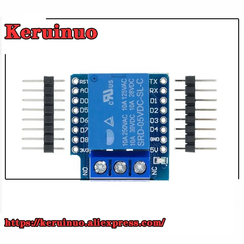One Channel Wemos D1 Mini Relay Shield Wemos D1 Mini Relay Module for ESP8266 Development Board 1 channel 
One Channel Wemos D1 Mini Relay Shield Wemos D1 Mini Relay Module for ESP8266 Development Board 1 channel