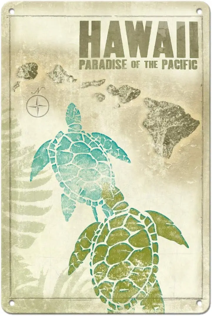 Hawaii Paradise of The Pacific Turtles Hawaiian Islands Tin Sign Metal 8X12in Vintage Metal Tin Sign Rectangle Room Decoration
Hawaii Paradise of The Pacific Turtles Hawaiian Islands Tin Sign Metal 8X12in Vintage Metal Tin Sign Rectangle Room Decoration