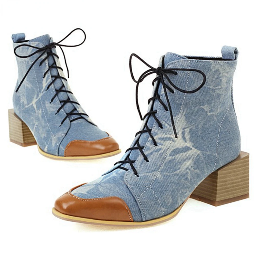 Lace-up Stitching Martin Boots Pointed Toe Plus Size Shoes Women's Shoes 2022 Spring New Thick Medium Heels 34-43
Lace-up Stitching Martin Boots Pointed Toe Plus Size Shoes Women's Shoes 2022 Spring New Thick Medium Heels 34-43