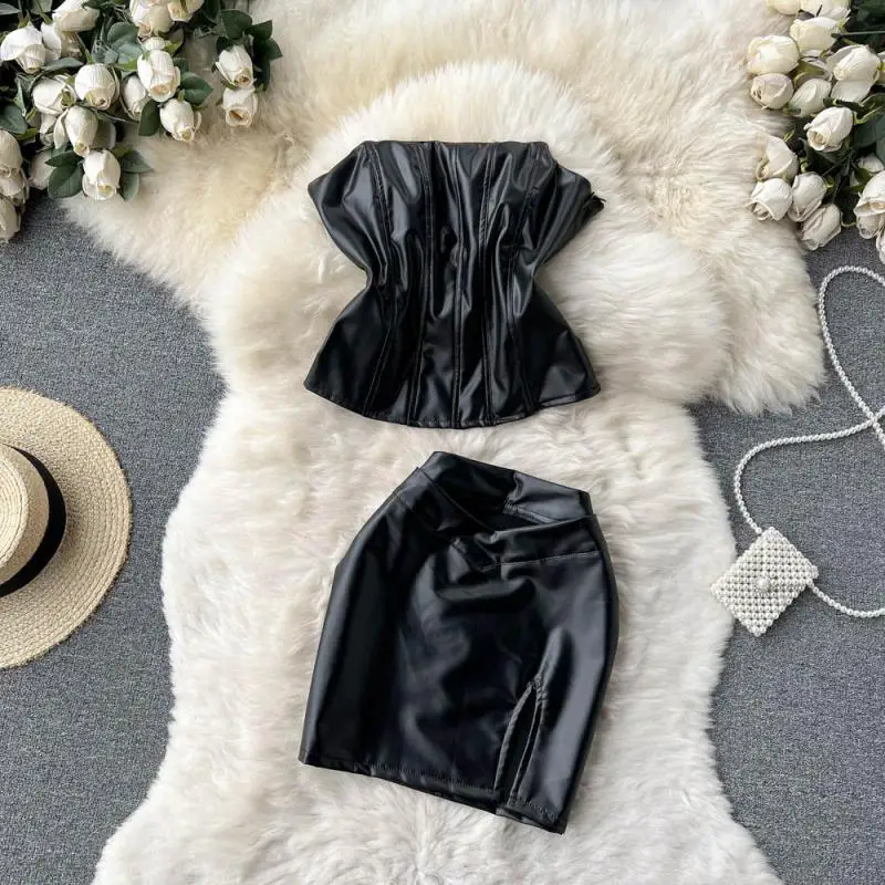 Women Fluorescent Green Club Sets Skirts Woman Strapless Top Female Crop Top Summer Suits Vintage High Waist Split Skirt New
Women Fluorescent Green Club Sets Skirts Woman Strapless Top Female Crop Top Summer Suits Vintage High Waist Split Skirt New