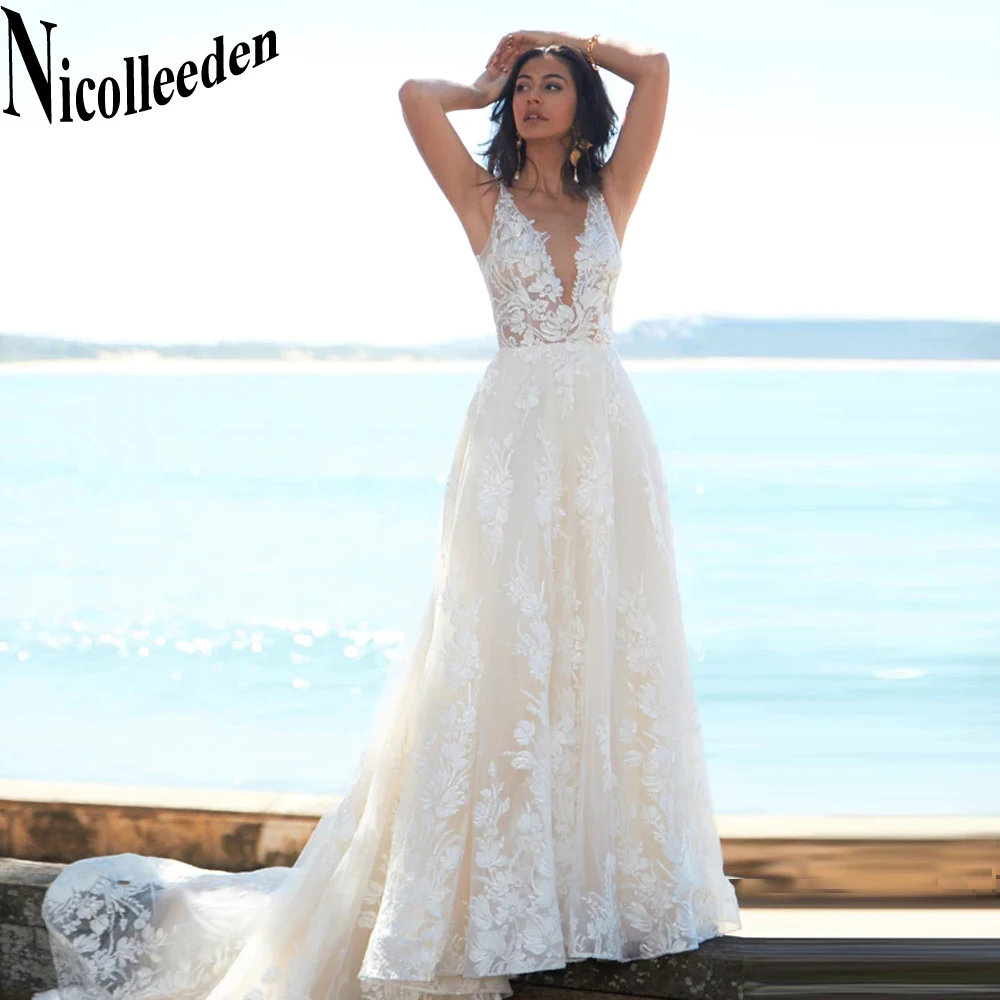 Nicolle Fairytale Backless Wedding Dresses 2023 Bride Tank Sleeveless Appliques Court Train A-LINE Tulle Custom Made
Nicolle Fairytale Backless Wedding Dresses 2023 Bride Tank Sleeveless Appliques Court Train A-LINE Tulle Custom Made