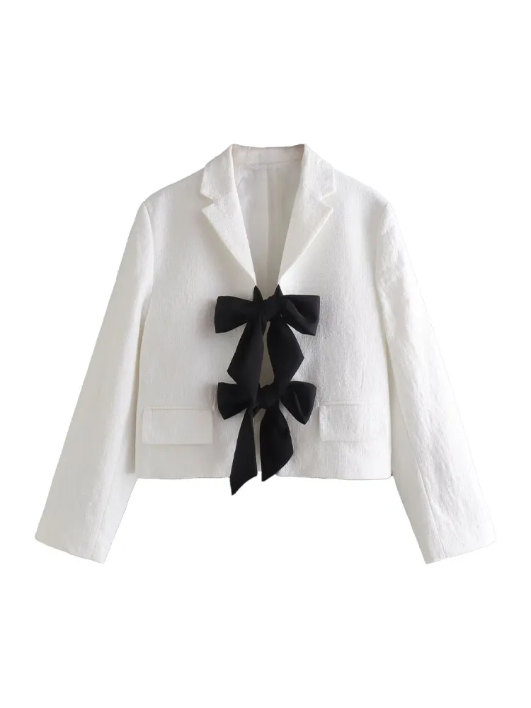 Women 2022 New Fashion Contrast Bow Cropped Blazer Coat Vintage Long Sleeve Female Outerwear Chic Femme
Women 2022 New Fashion Contrast Bow Cropped Blazer Coat Vintage Long Sleeve Female Outerwear Chic Femme