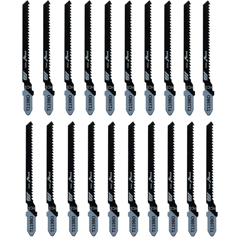 20-Piece T119BO 12 TPI Assorted T-Shank Scrolling Jig Saw Blades Set For Precision Cutting Wood
20-Piece T119BO 12 TPI Assorted T-Shank Scrolling Jig Saw Blades Set For Precision Cutting Wood