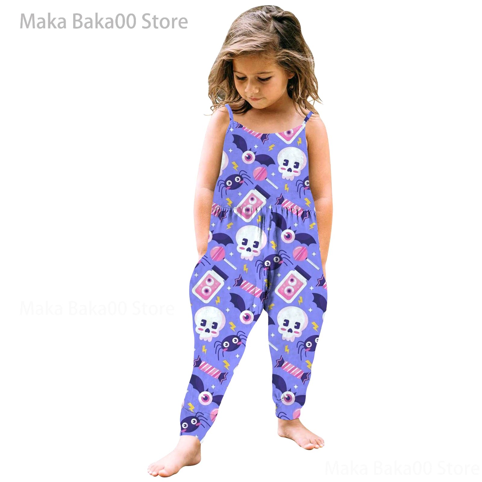 Summer children's clothing new Halloween pumpkin head suspender jumpsuit printed casual loose street style girls clothing
Summer children's clothing new Halloween pumpkin head suspender jumpsuit printed casual loose street style girls clothing