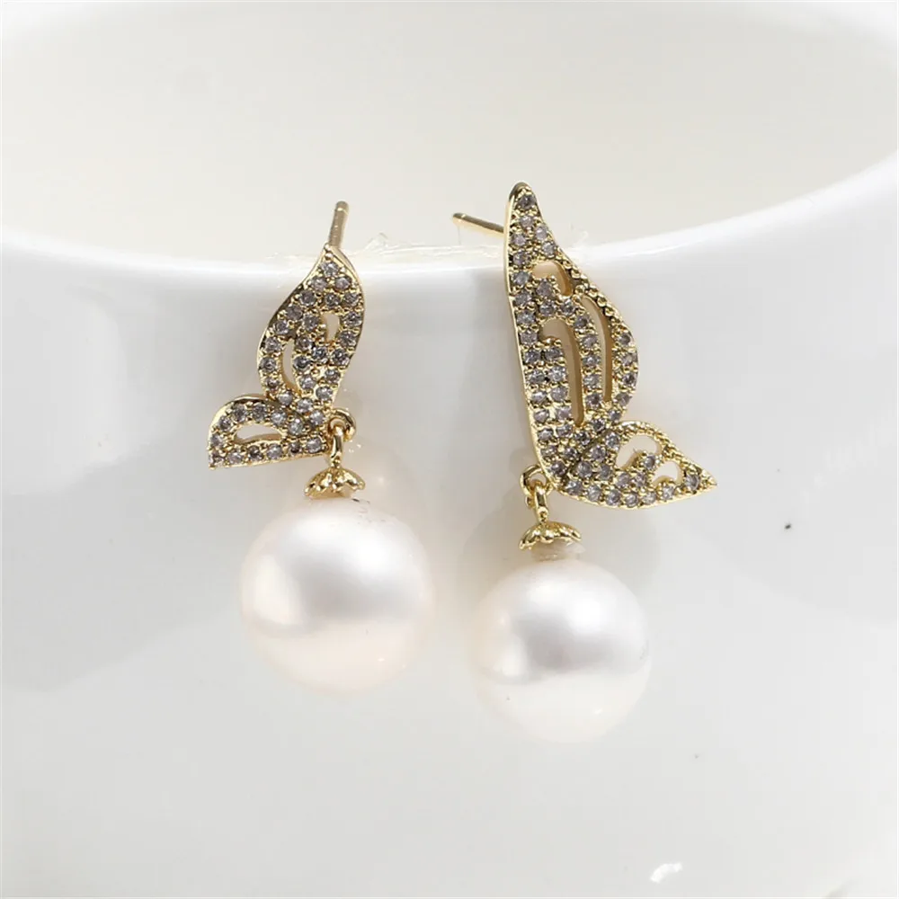 Domestic copper plated gold plated K gold craft size butterfly zircon pearl ear stud earpin 925 silver DIY accessories
Domestic copper plated gold plated K gold craft size butterfly zircon pearl ear stud earpin 925 silver DIY accessories
