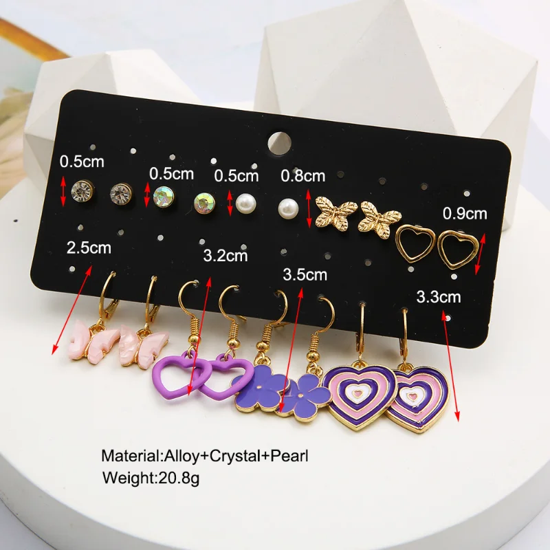 9 Pairs Hollowed Out Love Heart Stud Earrings European American New Pink Acrylic Butterfly Flower Earrings Set Cute Romantic
9 Pairs Hollowed Out Love Heart Stud Earrings European American New Pink Acrylic Butterfly Flower Earrings Set Cute Romantic