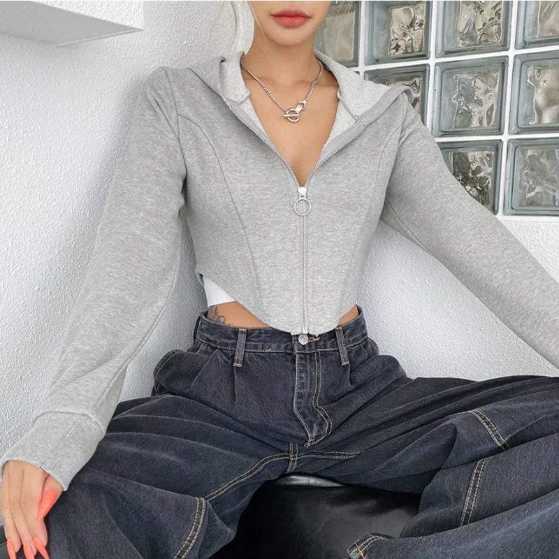 Women Hoodies Street Split Irregular Sweater Fashion Short Navel Thin Top Fashion
Women Hoodies Street Split Irregular Sweater Fashion Short Navel Thin Top Fashion
