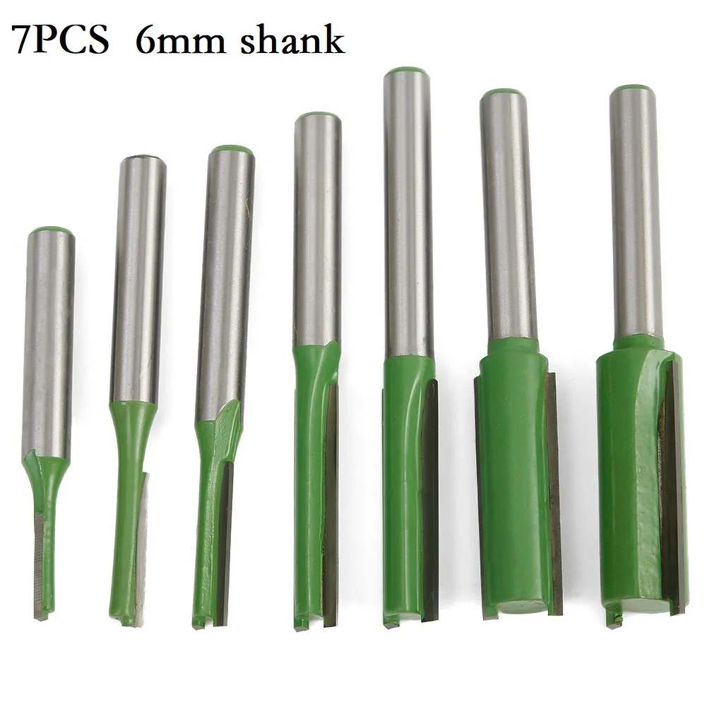 7Pcs/Set 6mm Shank Single Double Flute Straight Router Bit Milling Cutter For Wood Carbide Router Bit Woodworking Tool
7Pcs/Set 6mm Shank Single Double Flute Straight Router Bit Milling Cutter For Wood Carbide Router Bit Woodworking Tool