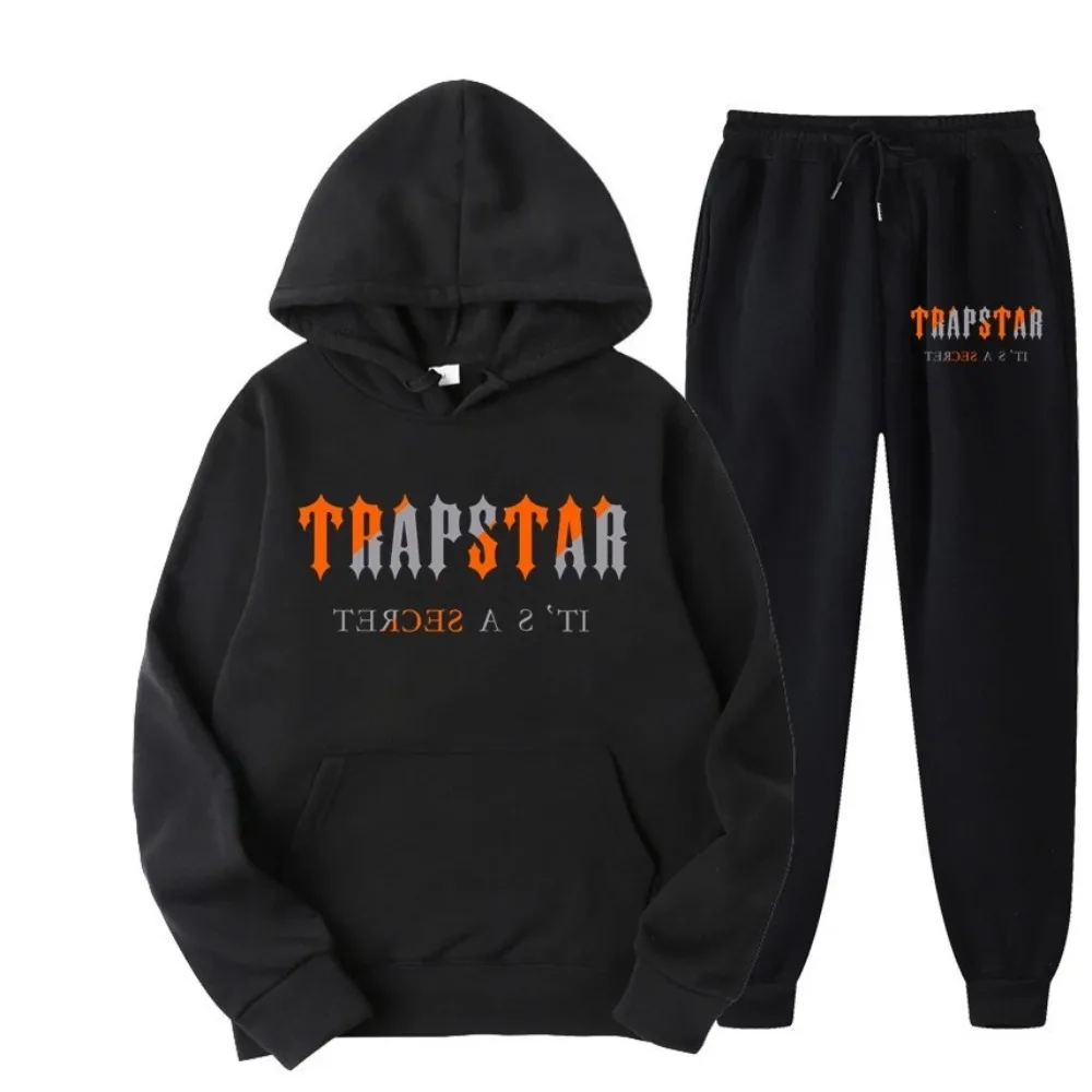 

New Brand TRAPSTAR Sportswear Men 16 Colors Warm Two Pieces Set Loose Hoodie Sweatshirt + Pants Set Hoodie Jogging