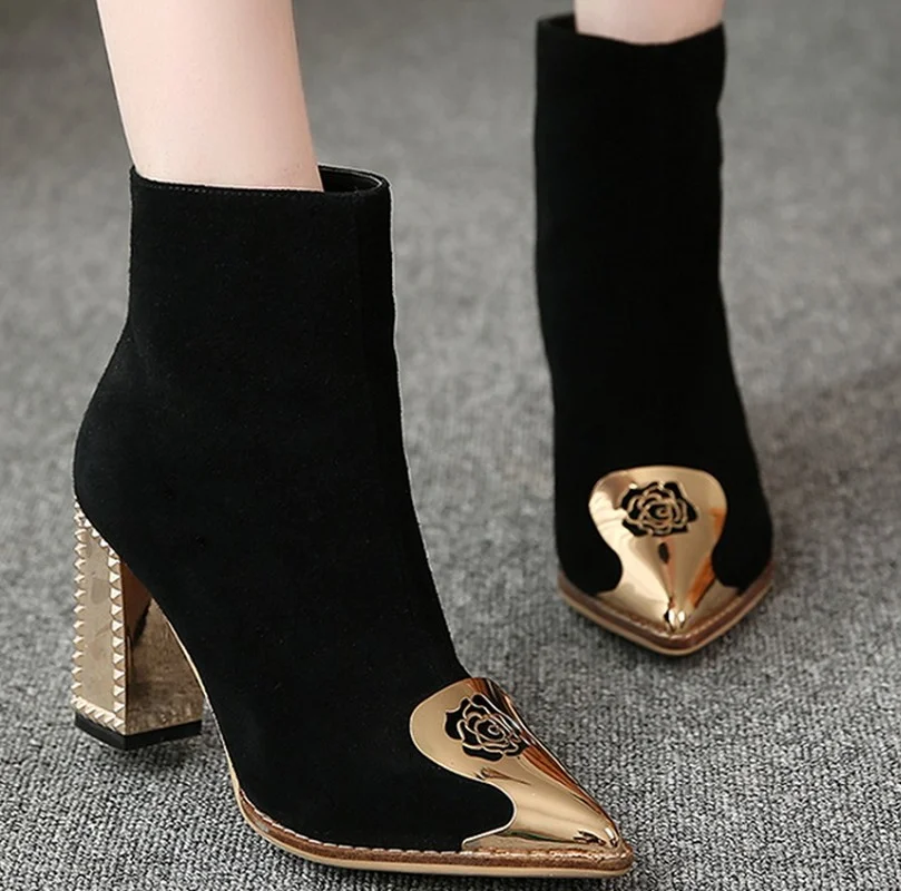 Women Punch Shoe Suede High Heels Pumps Shoes Woman Thick Metal Heels Rubbber Ankle Boots Flowers Black Short Boots shoes women
Women Punch Shoe Suede High Heels Pumps Shoes Woman Thick Metal Heels Rubbber Ankle Boots Flowers Black Short Boots shoes women