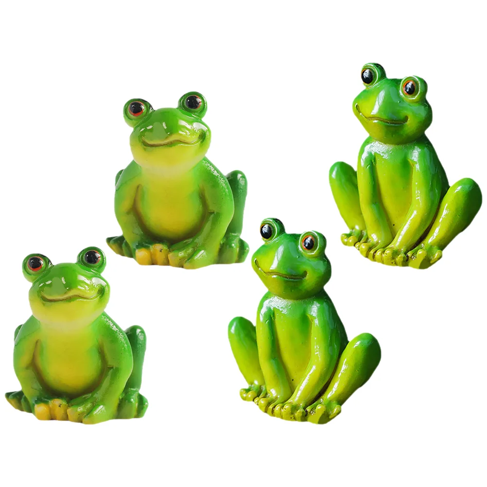 

4 Pcs Frog Ornaments Mini Frogs Figurines Tiny Decor Crafts Decorate Miniature Statue Resin Statues Cake Decorations