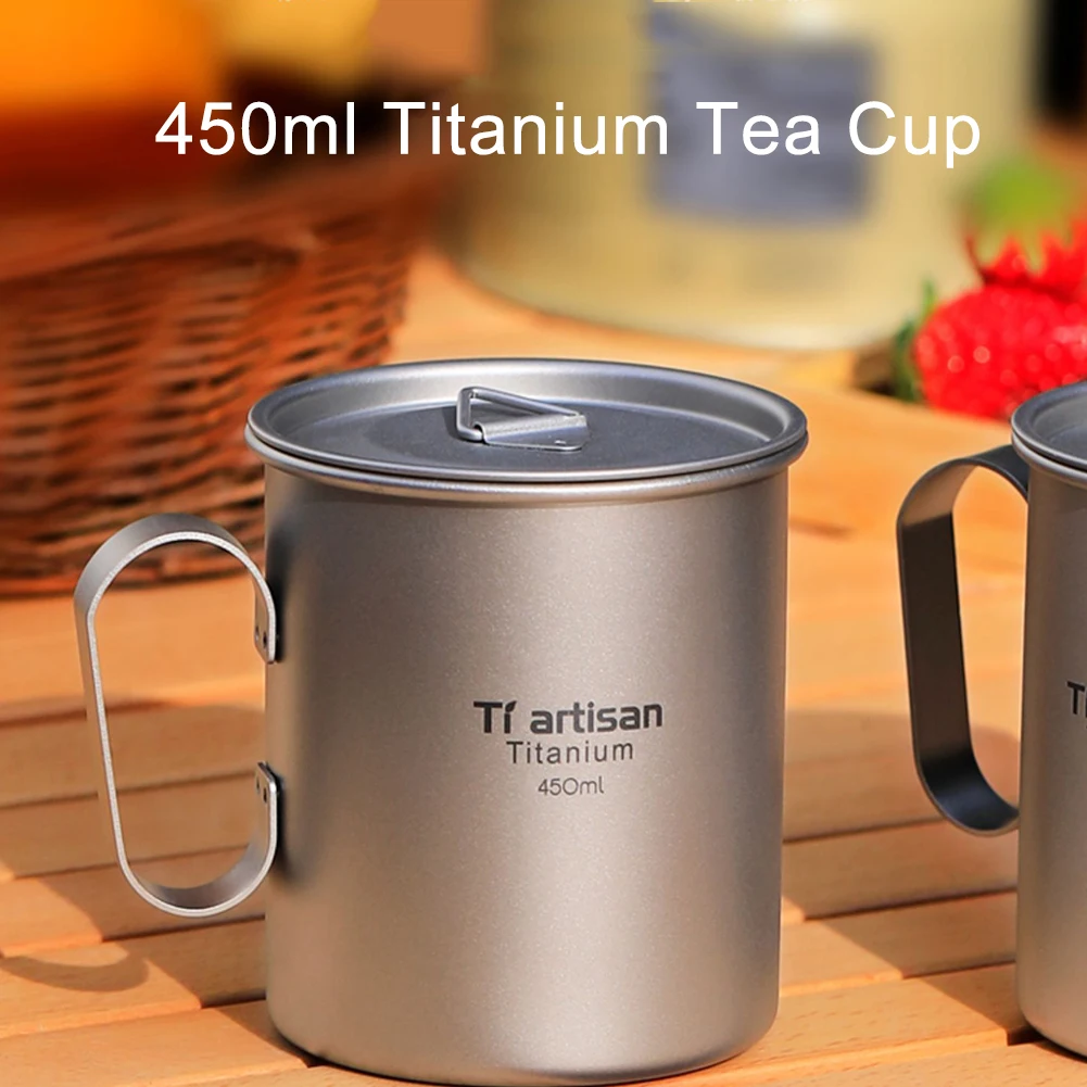 450ml Outdoor Titanium Tea Cup With Lid Fixed Handle Camping Pot Drinking Coffee Milk Beer Mug Camping Drinkware Supplies
450ml Outdoor Titanium Tea Cup With Lid Fixed Handle Camping Pot Drinking Coffee Milk Beer Mug Camping Drinkware Supplies