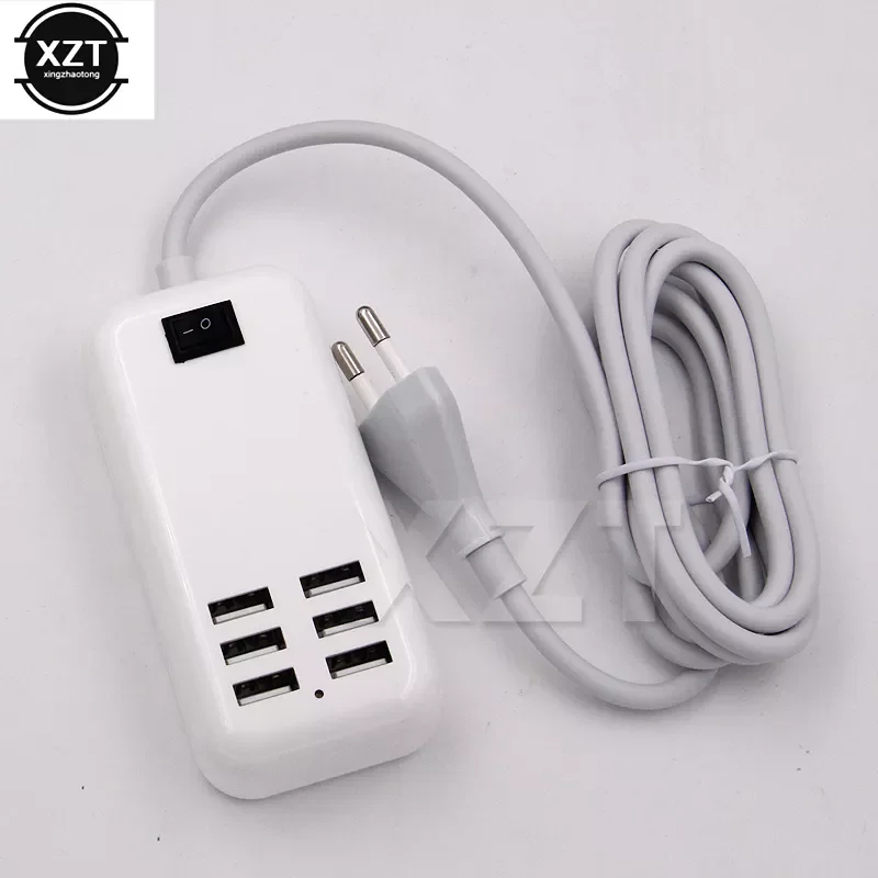 6 Port Portable USB Hub Desktop Wall Charger AC Power Adapter EU Plug Slots Charging Extension Socket Outlet With Switch
6 Port Portable USB Hub Desktop Wall Charger AC Power Adapter EU Plug Slots Charging Extension Socket Outlet With Switch