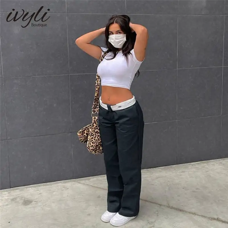 Women Casual Low-waist Contrast Printing Trousers, Adults Solid Color Block Printed Zipper Slim Sports Pants with Pockets 
Women Casual Low-waist Contrast Printing Trousers, Adults Solid Color Block Printed Zipper Slim Sports Pants with Pockets