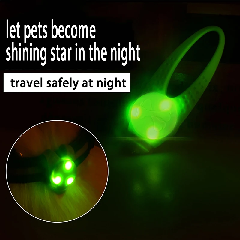 

1Pc Pet LED Silicone Pendant Safety Flashing Glow Light Blinking Led Collar Luminous Pendant For Pet Puppy Necklace