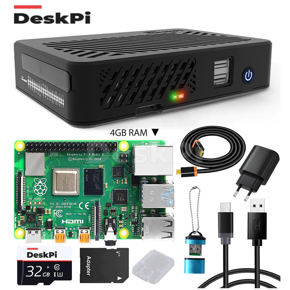 DeskPi Lite Full Kit with Raspberry Pi 4 Board - 4GB RAM / Q3 Power Supply / 32GB Card
DeskPi Lite Full Kit with Raspberry Pi 4 Board - 4GB RAM / Q3 Power Supply / 32GB Card