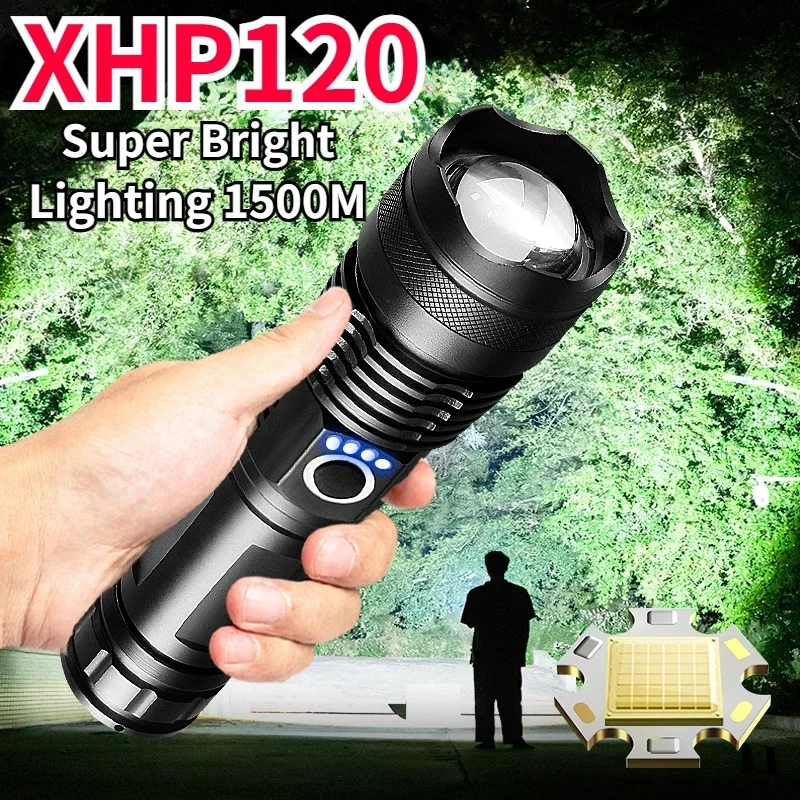 

Super XHP120 LED Flashlight 18650 Usb Rechargeable High Power Tactical Flashlights XHP70 Powerful Torch IPX6 Waterproof Lantern