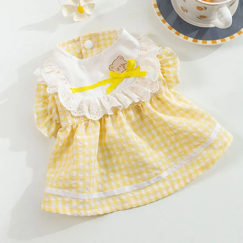 Blue Plaid Dog Clothes Patchwork Color Lace Dress Teddy Skirt Puppy Summer Wear Pet Fashion Pullover Dog Accessories
Blue Plaid Dog Clothes Patchwork Color Lace Dress Teddy Skirt Puppy Summer Wear Pet Fashion Pullover Dog Accessories