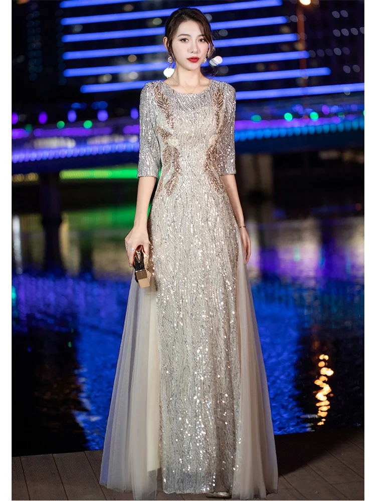 Party Dress Women 2022 New Summer Banquet Temperament Sequined Host Elegant Gentle High Quality O Neck Slim Maxi Dresses Vestido
Party Dress Women 2022 New Summer Banquet Temperament Sequined Host Elegant Gentle High Quality O Neck Slim Maxi Dresses Vestido