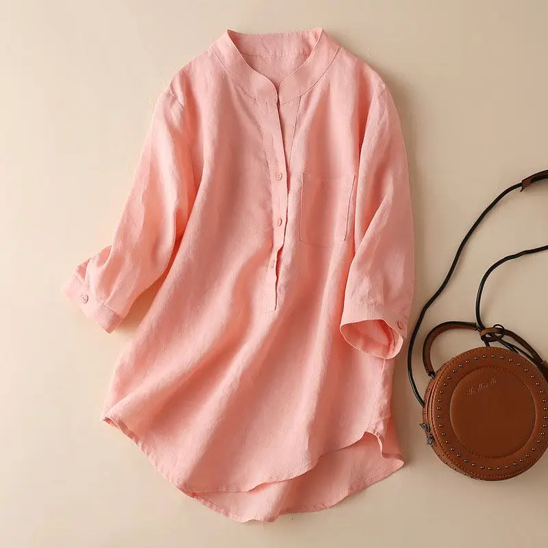2023 Summer Solid Color Ruffles Blouse V-Neck 3/4 Sleeve Cotton Shirt Femme Fashion Casual Elegant Loose and Comfortable 
2023 Summer Solid Color Ruffles Blouse V-Neck 3/4 Sleeve Cotton Shirt Femme Fashion Casual Elegant Loose and Comfortable