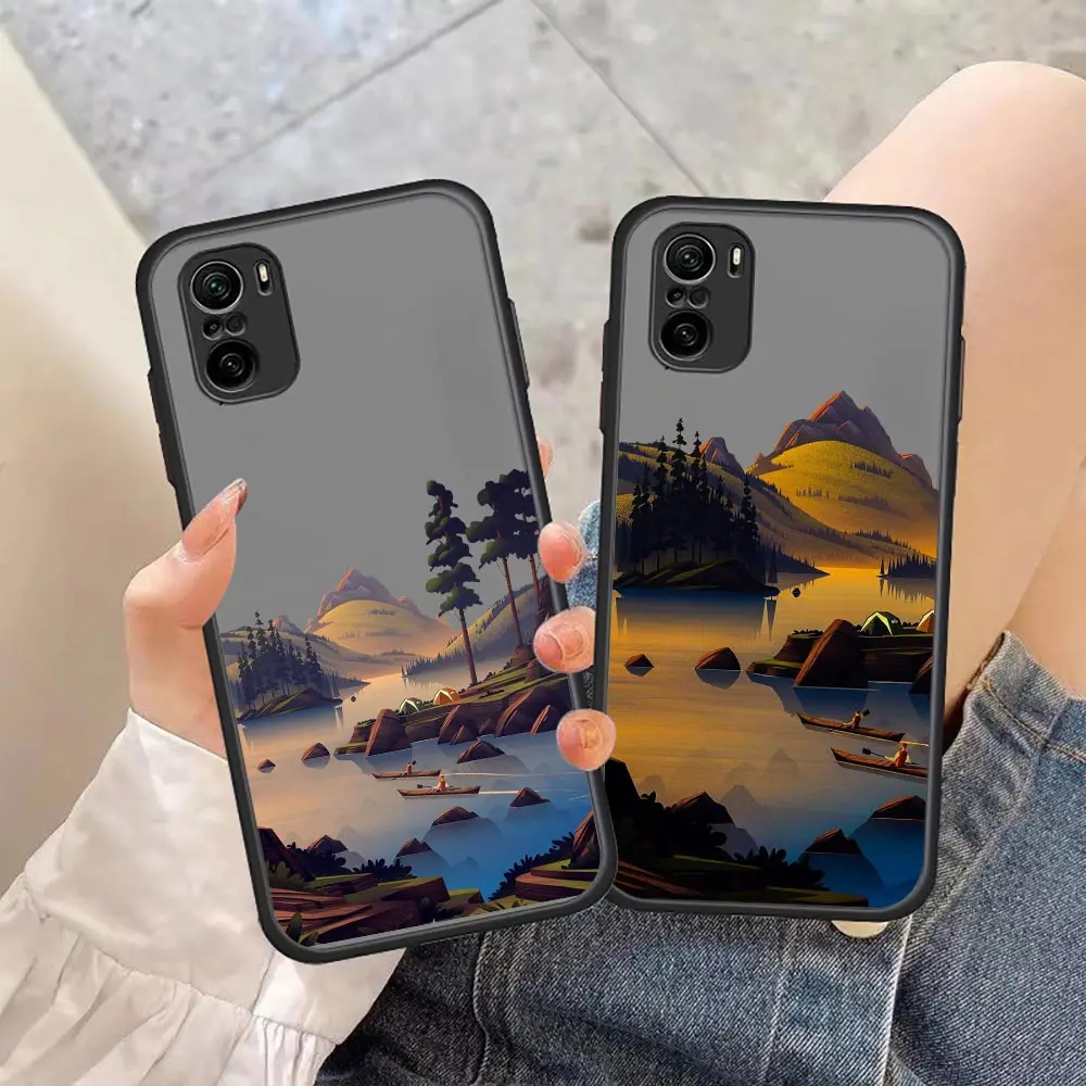 

Hand Painted Spring Scenery Pattern Matte Case For Redmi K40 K30 K20 10 10C 10X 9T 9C 9A 9 8A 8 7A 7 6 6A 5 5A 4X Pro Plus Cover