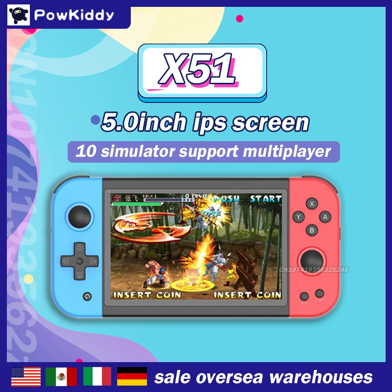 NEW 5.0-inch Powkiddy X51 IPS 800*480 Screen Handheld Game Console Linux System Support HD TV Out Gaming Support Multiplayer
NEW 5.0-inch Powkiddy X51 IPS 800*480 Screen Handheld Game Console Linux System Support HD TV Out Gaming Support Multiplayer