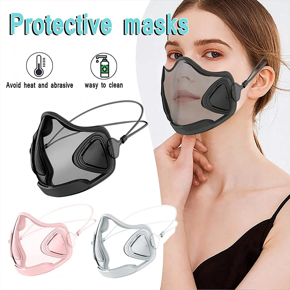 Reusable Mask Facial Safety Shield Prevent Saliva Filter Mask Bicycle Sports Plastic Dustproof Face Lucency Mask
Reusable Mask Facial Safety Shield Prevent Saliva Filter Mask Bicycle Sports Plastic Dustproof Face Lucency Mask
