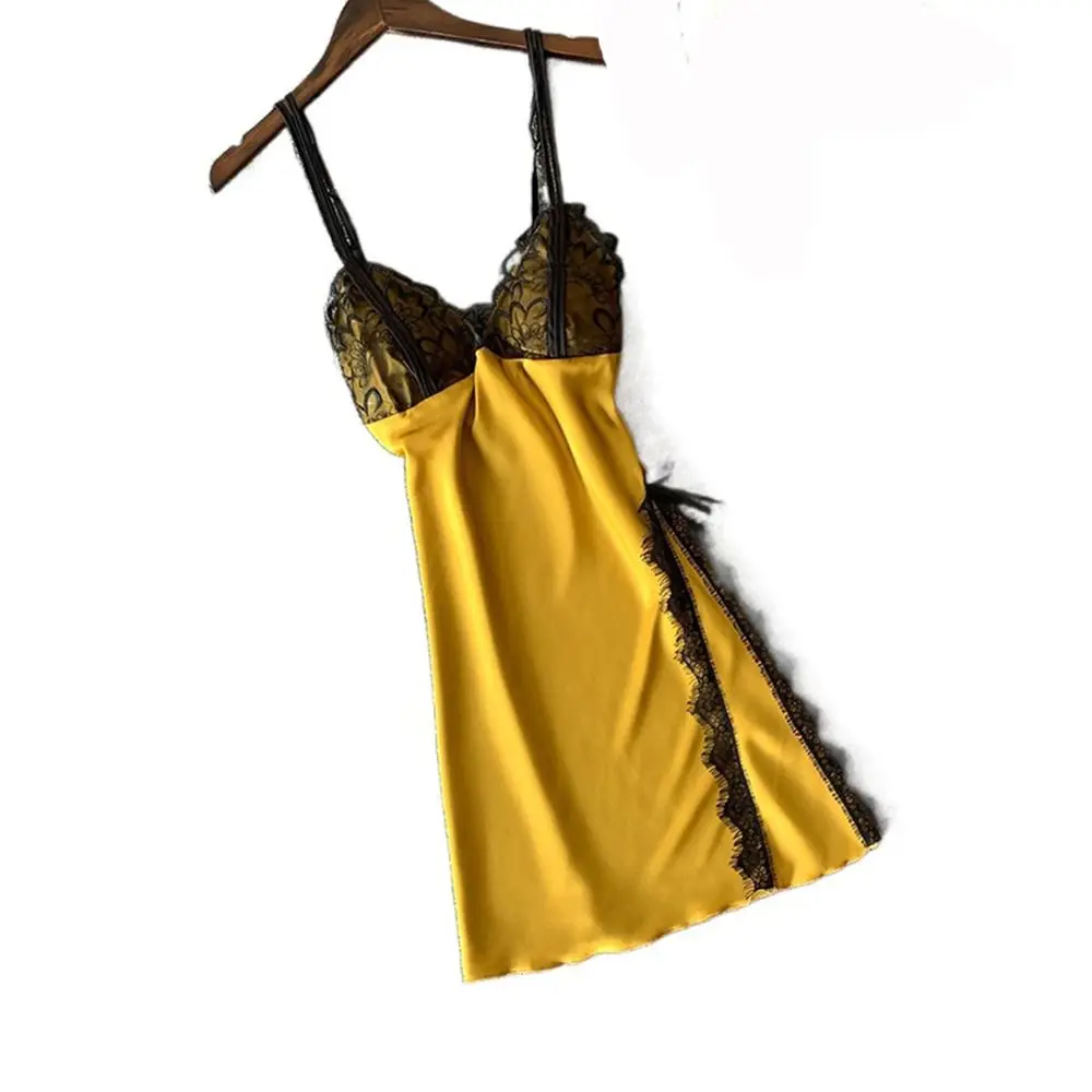 

Sleepdress Spaghetti Strap Solid Color Bow Camisole Pajamas Sling Nightdress Women Sleepwear Suspenders Nightdress