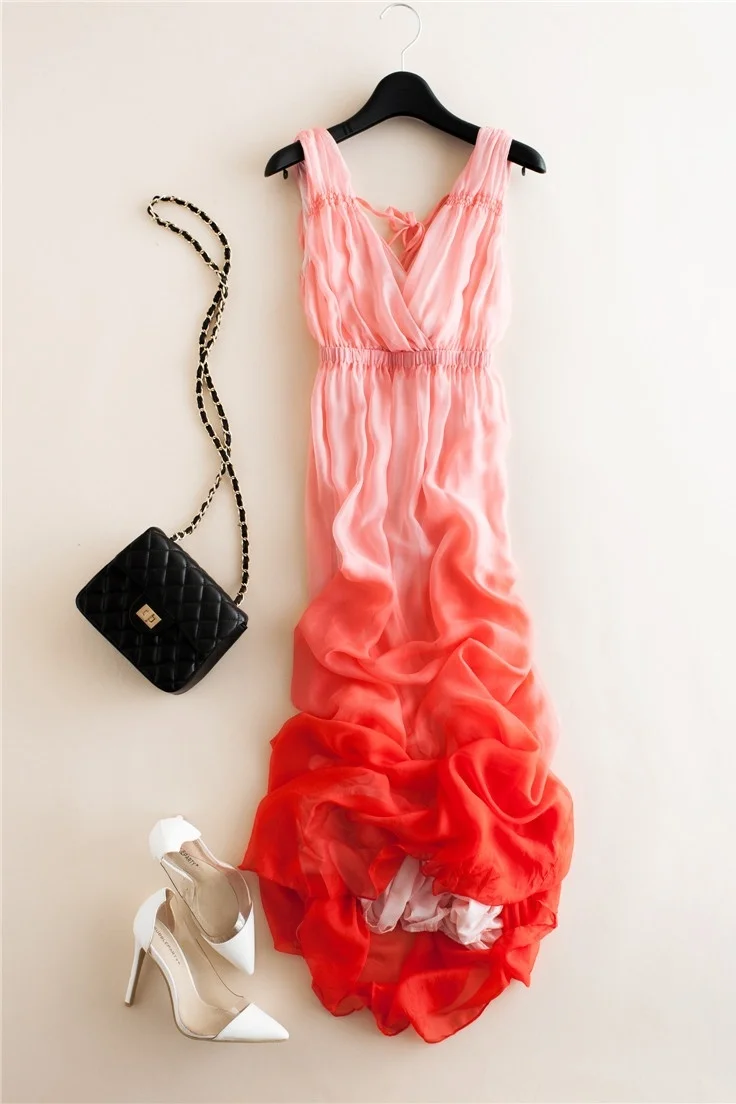 Summer 100% Real Silk Dress Women Maxi Vestidos Korean Long Sexy V Neck Dresses Woman Vintage Pink Boho Beach Party Dress
Summer 100% Real Silk Dress Women Maxi Vestidos Korean Long Sexy V Neck Dresses Woman Vintage Pink Boho Beach Party Dress