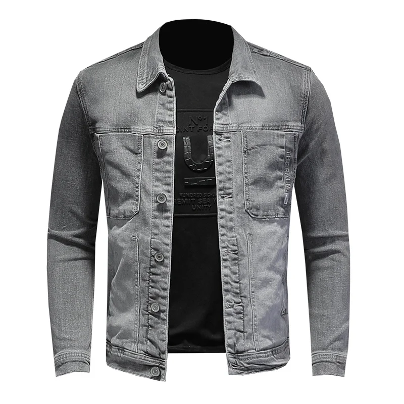 High Quality Grey Elastic Denim Pure Men's Jackets Safari Style Vintage Cowboy Men Coat Slim Fit Classic Jeans Drop Shipping
High Quality Grey Elastic Denim Pure Men's Jackets Safari Style Vintage Cowboy Men Coat Slim Fit Classic Jeans Drop Shipping