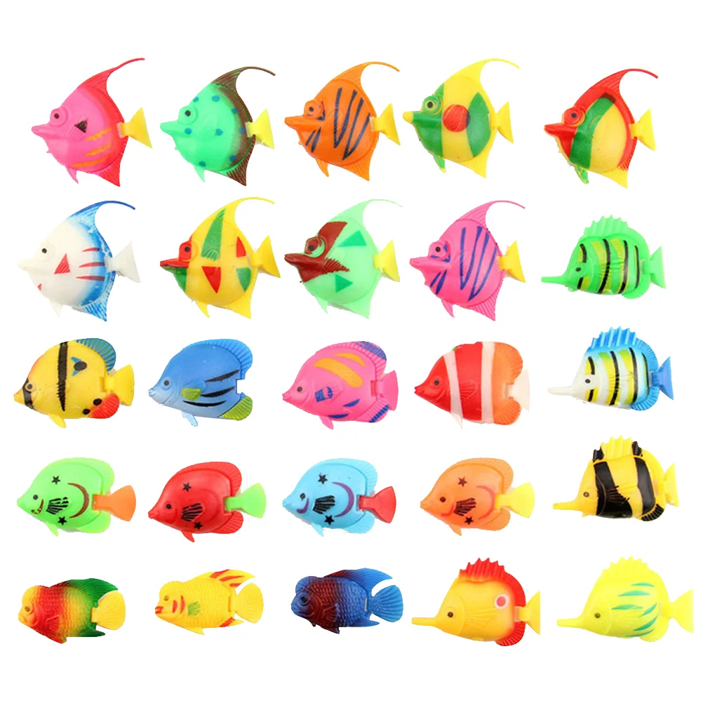 

25pcs Creative Aquarium Fish Ornament Fish Tank Landscape Artificial Fish Plastic Fish Decor (Random Style)