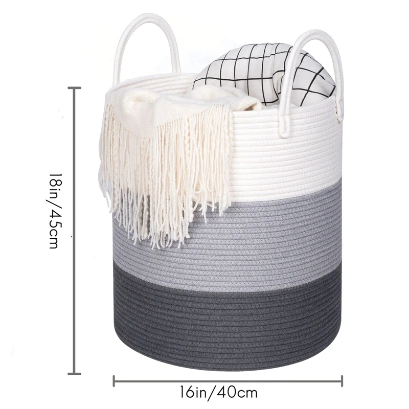 Design Large 18 X 16 Inches Decorative Woven Cotton Rope Basket, Laundry Basket Hamper, Blanket Basket For Living Room
Design Large 18 X 16 Inches Decorative Woven Cotton Rope Basket, Laundry Basket Hamper, Blanket Basket For Living Room