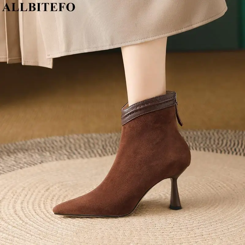 Size 33-40 Soft Sheepskin Genuine Leather High Heel Women Boots Pointed Toe Fashion Sexy Female Winter Shoes Ankle Boots 
Size 33-40 Soft Sheepskin Genuine Leather High Heel Women Boots Pointed Toe Fashion Sexy Female Winter Shoes Ankle Boots