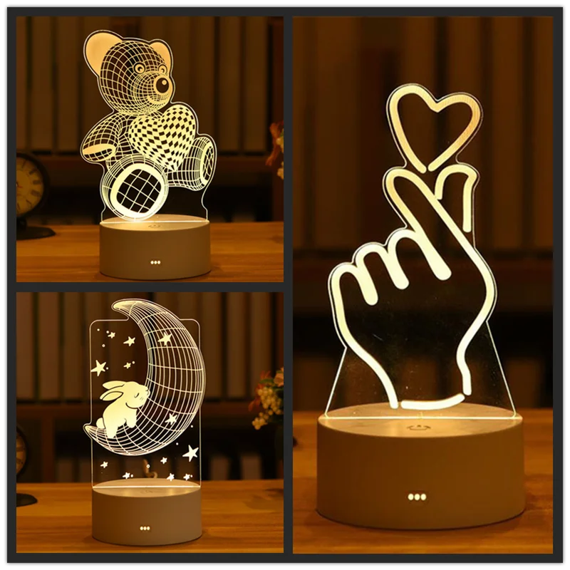 Romantic 3D Lamp Acrylic USB LED Night Lights Valentine's Day Christmas Decorations for Home Bedroom Decor Birthday Wedding Gift
Romantic 3D Lamp Acrylic USB LED Night Lights Valentine's Day Christmas Decorations for Home Bedroom Decor Birthday Wedding Gift