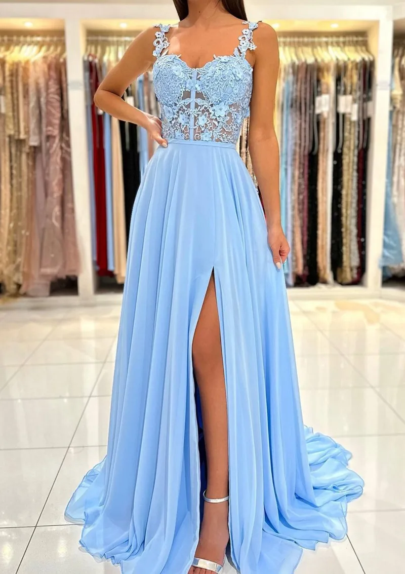 Sexy Prom Dress for Women Sweetheart Sleeveless Appliqued Evening Gowns Chiffon A-line Split Party Dresses Robe De Soiree
Sexy Prom Dress for Women Sweetheart Sleeveless Appliqued Evening Gowns Chiffon A-line Split Party Dresses Robe De Soiree