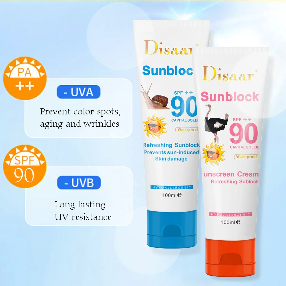 

100ml *2pcs snail sunscreen cream Protection Face Cream Disaar Sunblock 90++ Protective Cream Pigmentation SPF