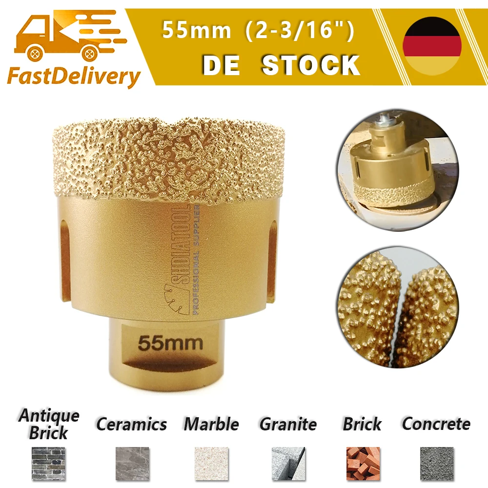 SHDIATOOL 1pc 55mm Diamond Drilling Bits Brazed Hole Opener Drilling Core Bits M14 Granite Marble Ceramic Tile Angle Grinder
SHDIATOOL 1pc 55mm Diamond Drilling Bits Brazed Hole Opener Drilling Core Bits M14 Granite Marble Ceramic Tile Angle Grinder