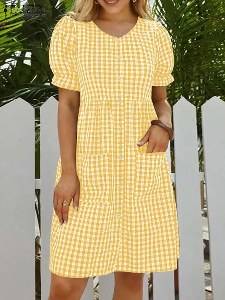 Elegant Women Plaid Checked Dress ZANZEA 2023 Summer Fashion Short Sleeve Robe Femme Casual Midi Vestido Party Holiday Sundress
Elegant Women Plaid Checked Dress ZANZEA 2023 Summer Fashion Short Sleeve Robe Femme Casual Midi Vestido Party Holiday Sundress