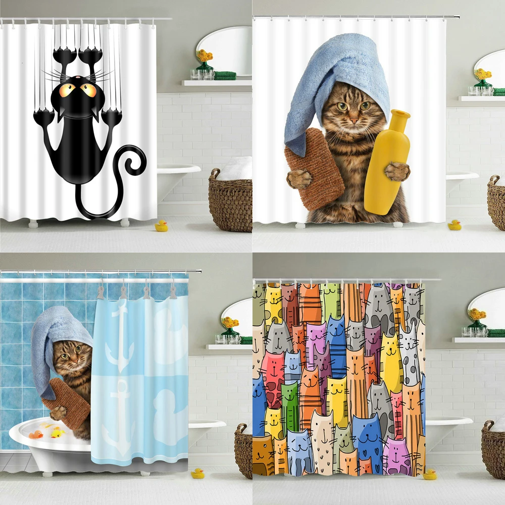 Cortinas de Ducha Divertidas para Baño, Colgadura con Ganchos, Material Impermeable, con Decoración de Gatos y Perros en 3d,
Cortinas de Ducha Divertidas para Baño, Colgadura con Ganchos, Material Impermeable, con Decoración de Gatos y Perros en 3d,