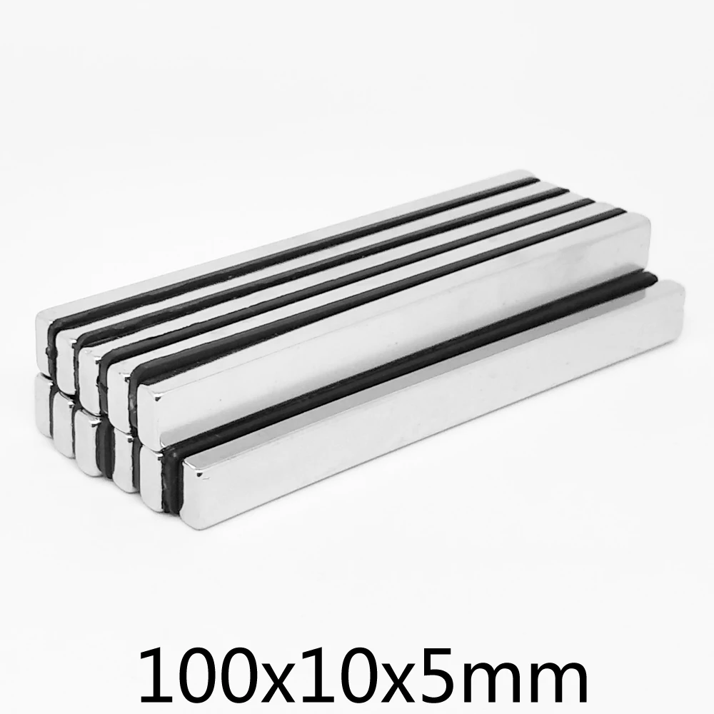 1/2/5/10 шт. 100x10x5 мм Длинный Блок мощные магнитные магниты N35 Quadrate постоянные NdFeB 100*10*5
