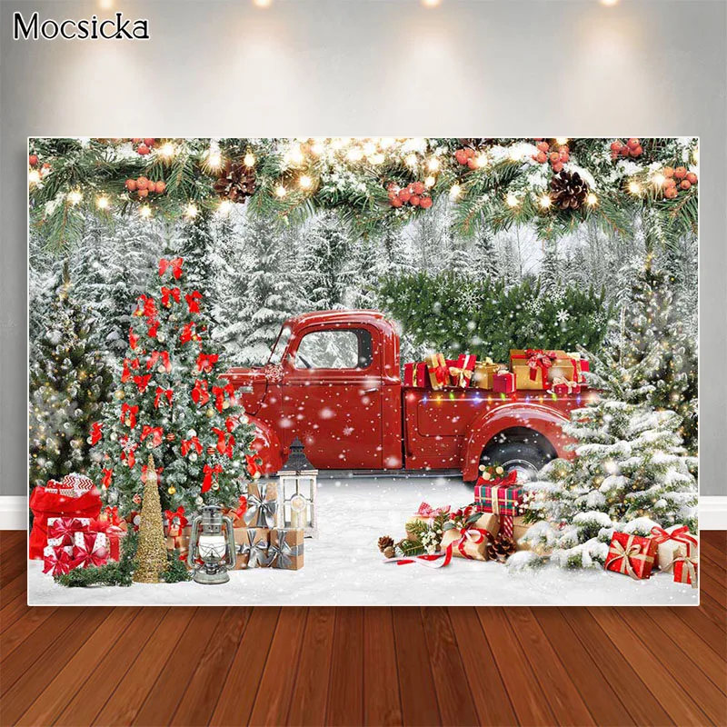 Christmas Backdrop Retro Red Truck Xmas Gift Photo Props Winter Forest Snow Photography Background Family Portrait Photoshoot
Christmas Backdrop Retro Red Truck Xmas Gift Photo Props Winter Forest Snow Photography Background Family Portrait Photoshoot