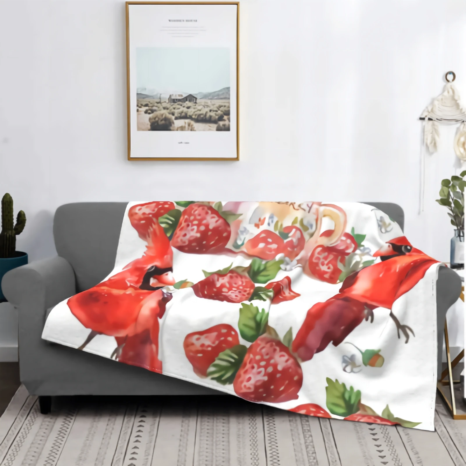 Watercolor Strawberries in Cup and Cardinal Birds Super Soft Throw Blanket for Bed Couch Sofa Lightweight Travelling Camping
Watercolor Strawberries in Cup and Cardinal Birds Super Soft Throw Blanket for Bed Couch Sofa Lightweight Travelling Camping
