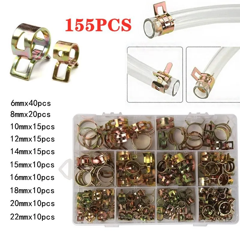Free Shipping 155Pcs/Set 6-22mm Spring Clip Hose Clamp Fastener Fuel Line Water Pipe Air Tube Car Plumbing Tools
Free Shipping 155Pcs/Set 6-22mm Spring Clip Hose Clamp Fastener Fuel Line Water Pipe Air Tube Car Plumbing Tools