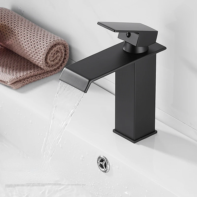 Black Bathroom Faucet Stainless Steel Waterfall Washbasin Faucet Hot and Cold Mixer Tap for Kitchen Sink Basin Faucet Vanity Tap 
Black Bathroom Faucet Stainless Steel Waterfall Washbasin Faucet Hot and Cold Mixer Tap for Kitchen Sink Basin Faucet Vanity Tap